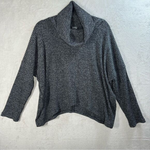 Clara Sun Woo Cowl Neck Ribbed Drop Shoulder Sweater‎ Cropped Oversized Size XL - Picture 1 of 7